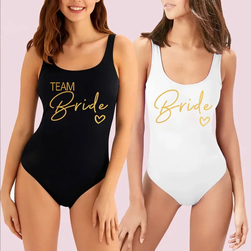S-3XL White Bridal Swimsuit Women New Team Bride One-Piece