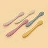 Custom BPA free Food Grade Baby First Stage Soft Feeding Tipped Toddler Utensils Set Silicone Baby Spoon 1
