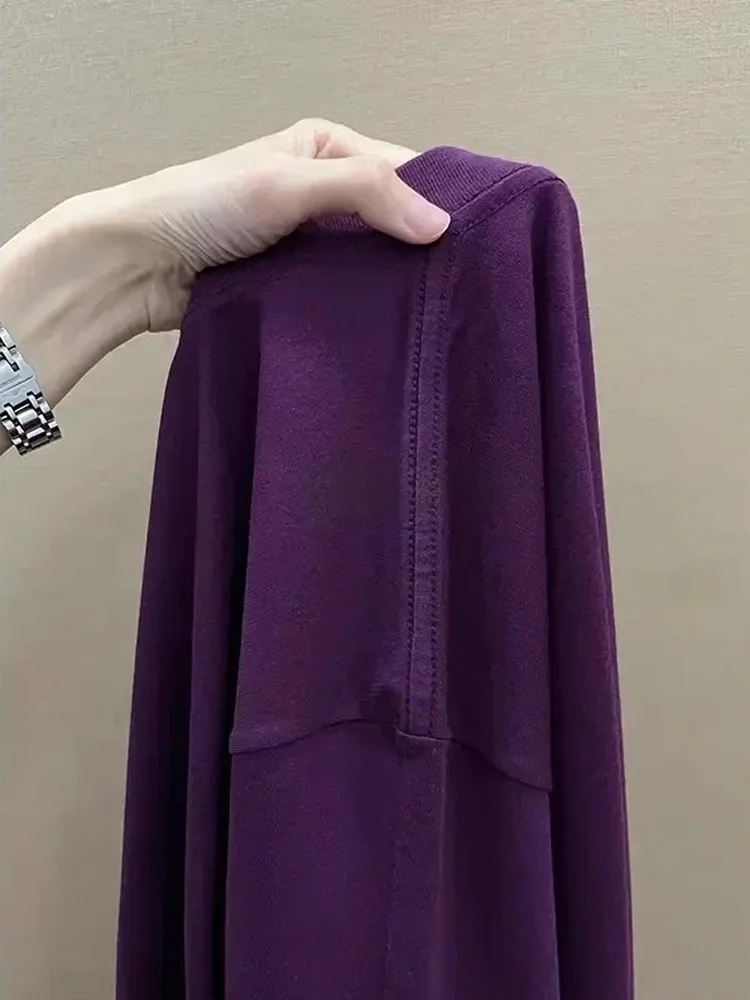 Heavyweight Pure Cotton Men's T-irt Summer Small Collar ort Sve Cleanfit oulder American Sle f Sve Ume Purple