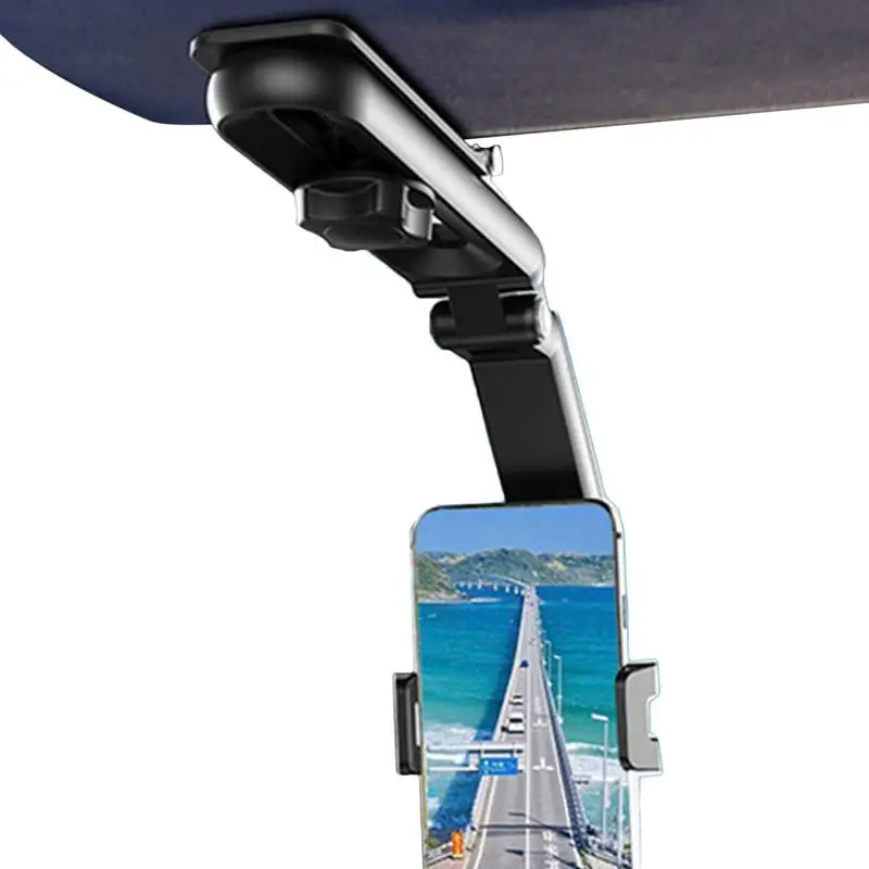 

Автомобильный держатель для телефона, автомобильное крепление на козырек от солнца, регулируемый на 360 градусов Зажим для телефона, подставка для громкой связи, держатель для сотового телефона, автомобильные аксессуары