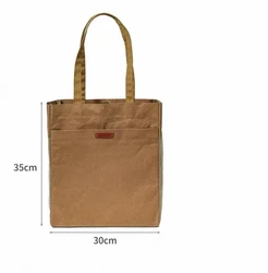 Eco - Friendly Kraft Paper Tote Bag with Large Capacity (Upgrade long handle)
