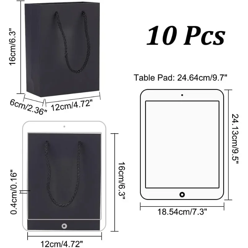 10 Pcs Thickened Kraft Paper Bags Black Paper Gift Bags Shopping with Handles Recyclable Goody for Gift Birthday kraft paper gift bags