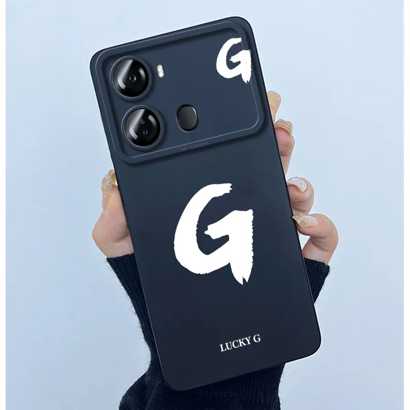 Lucky Initial Letter Soft Matte Silicone TPU Shockproof Phone Case