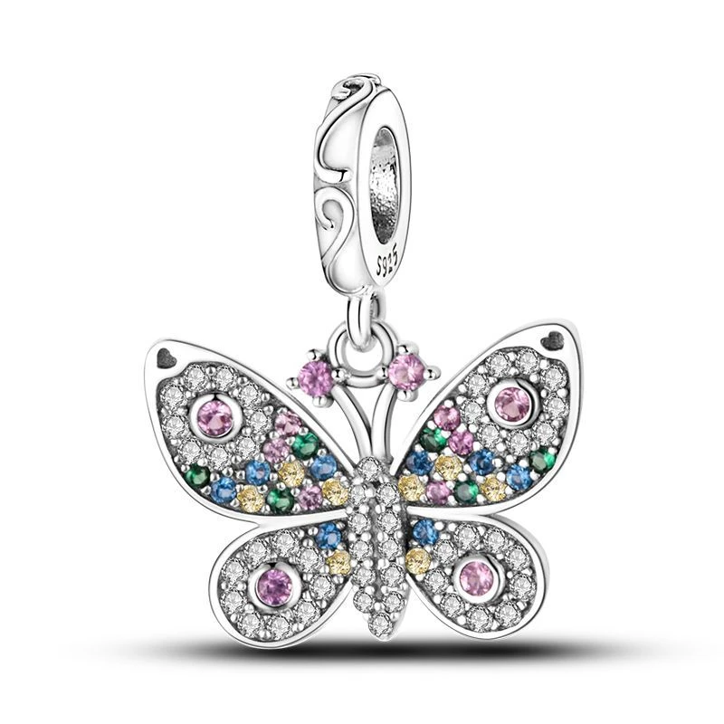 Silver Bead Bracelet Charms Fit Pandora 925 Silver Luminous Firefly Butterfly Turtle Feather Blue Eyes Beads DIY Jewelry Gift