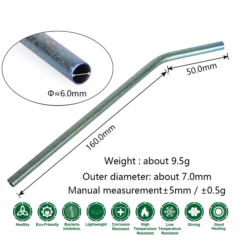 Colorful Titanium Reusable Straw Set with Cleaning Brush