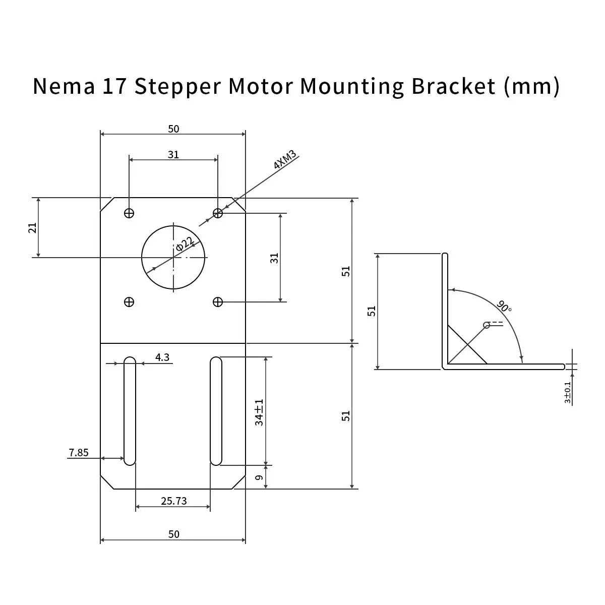 ES-3D 프린터 부품 NEMA 17 23 스테퍼 모터 액세서리 브래킷, 지지대 마운팅 L 타입 브래킷 마운트, 42 스텝퍼 모터 거치대