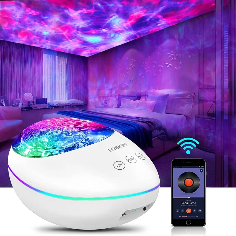 

New Strange Lucky Stone Bluetooth Remote Control Projection Light Seawave Night Light With Bluetooth Speaker Romantic Ocean Proj