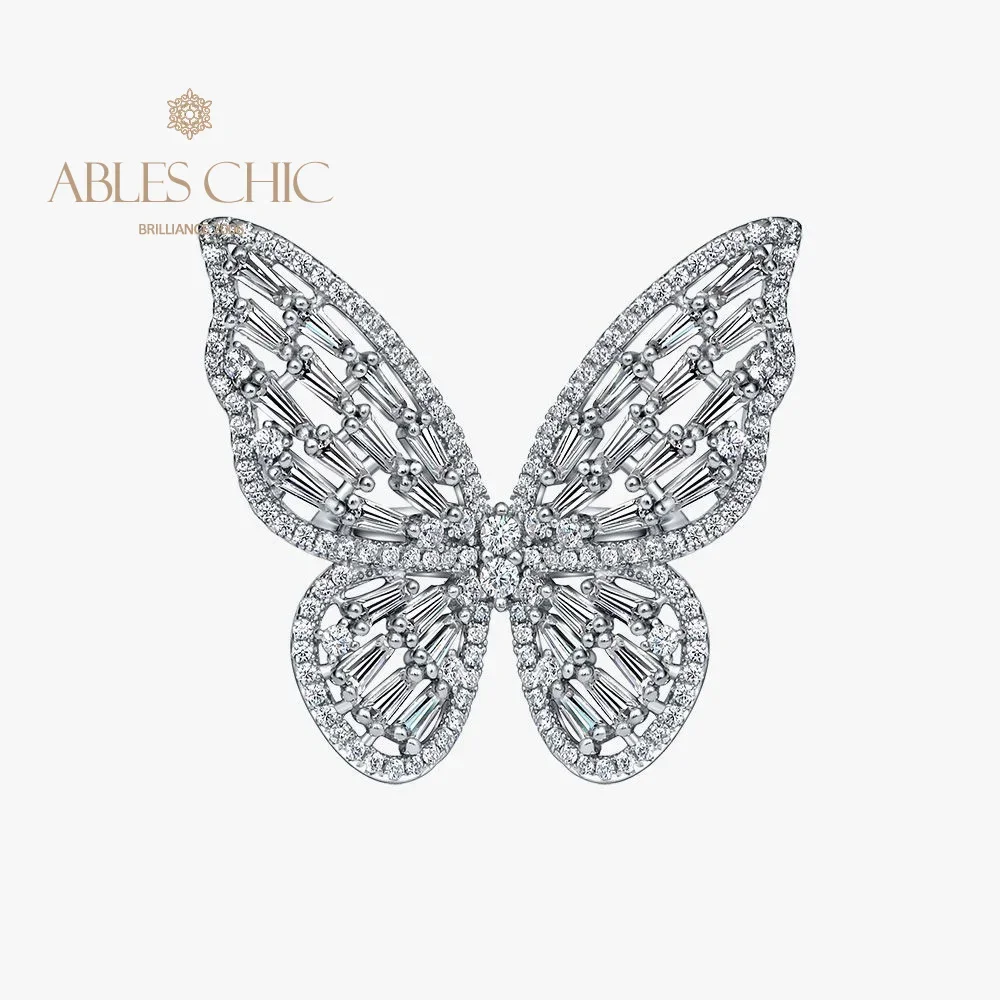 

Real 925 Silver Big Butterfly Ring Zircon Paved Nature Theme Cocktail Rings Refined Iconic Fine Jewelry S2R1S2R1164
