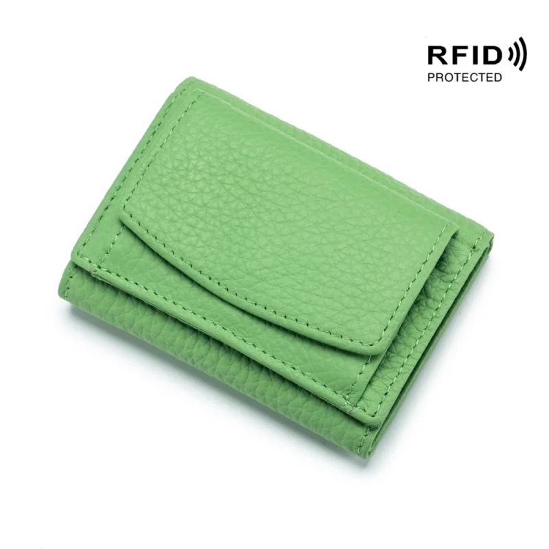 RFID Blocking Leather Wallets for Women Genuine Cowhide Slim Minimalist Small Card Holder Purse Organizer