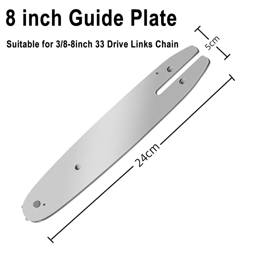 High-Performance 8 Inch Alloy Chainsaw Chain Guide Bar Kit 33 Drive Links 3/8"LP Pitch 0.050" Guide Tooth Thickness Electric Saw 2