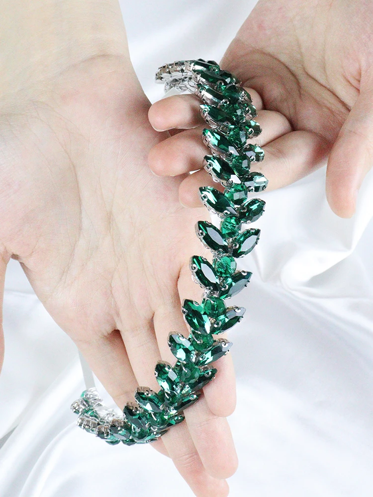 Hair Accessories Green Rhinestones Wedding Hair Accessories For Women and Girls Headband Bride Headdress Guest Head Jewelry Ceremony Tiaras