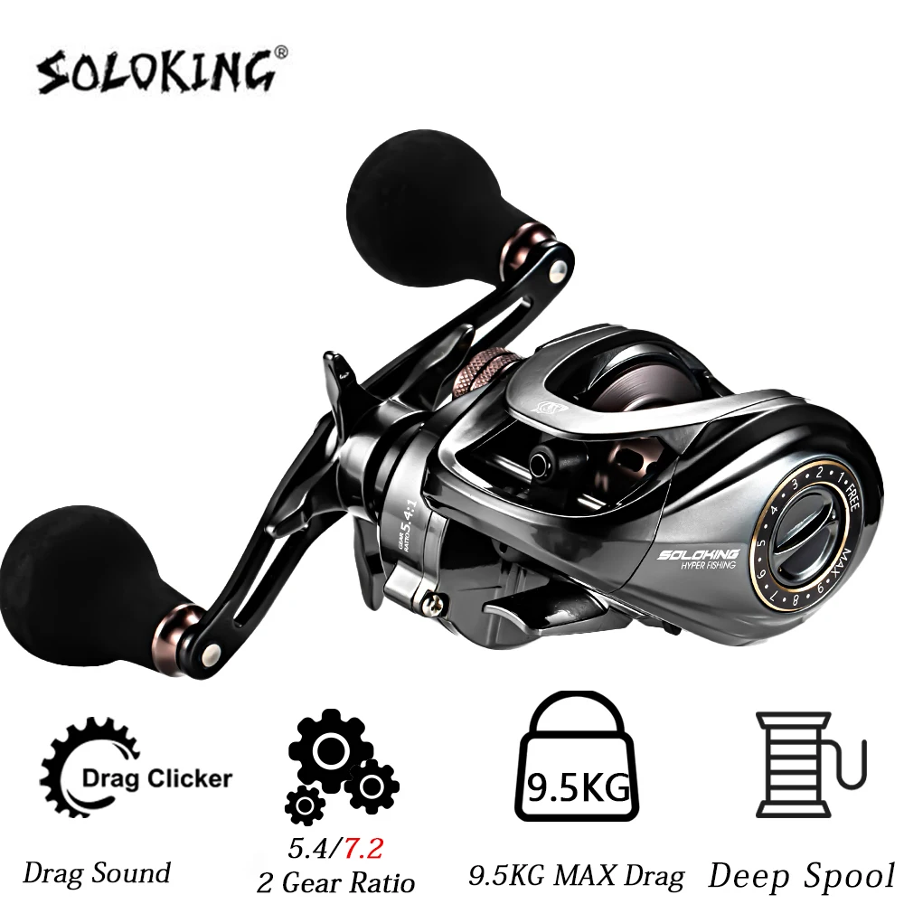 HIAW200 Baitcasting Reel Remsysteem Reel 9.5Kg Max Drag 11 + 1 BB 5.4/7.2 rapporto di trasmissione mulinello da pesca ad alta velocità mulinelli Baitcaster