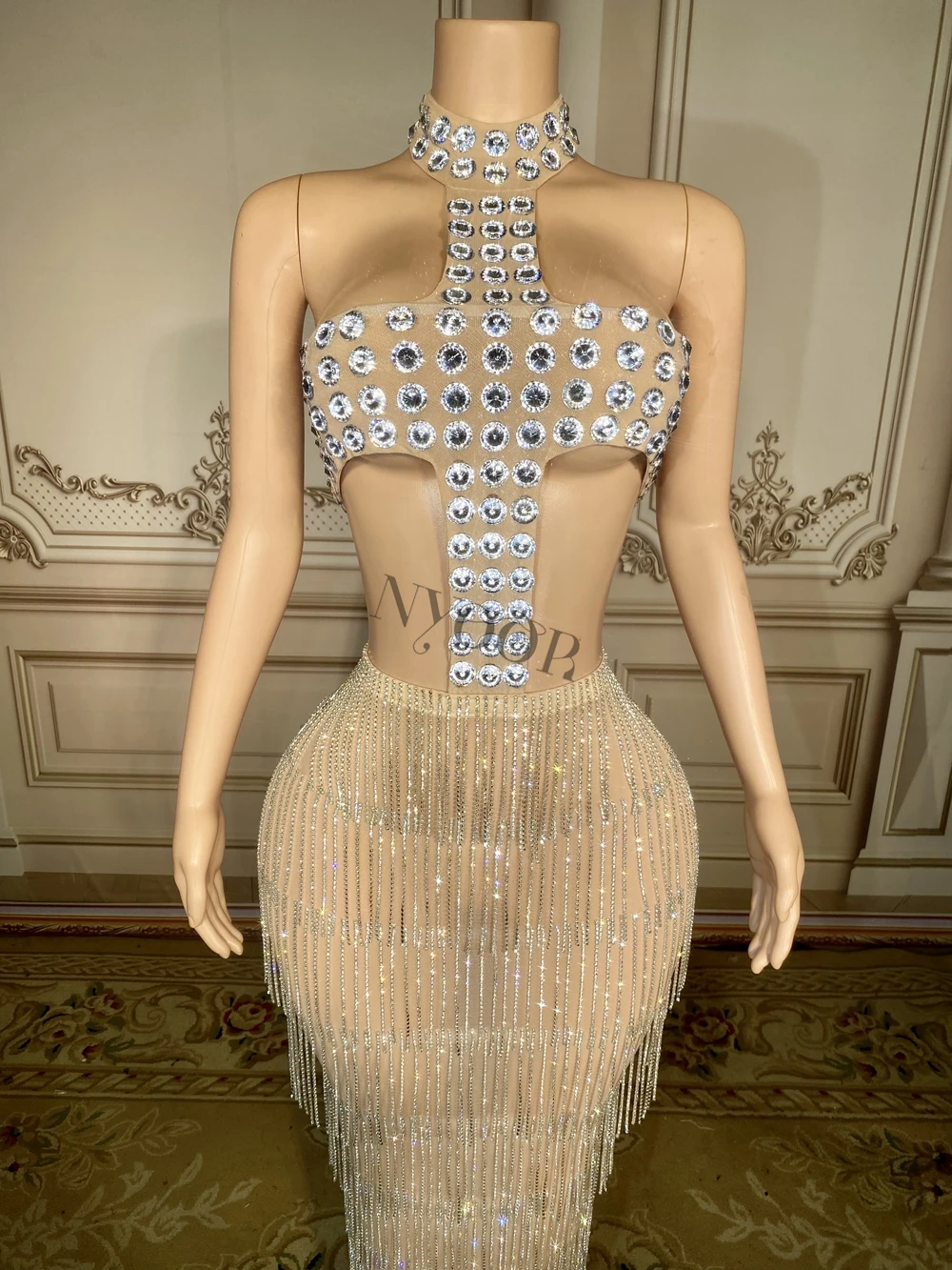 chinese dress ladies Gold Chain Dress  Dona Matoshi