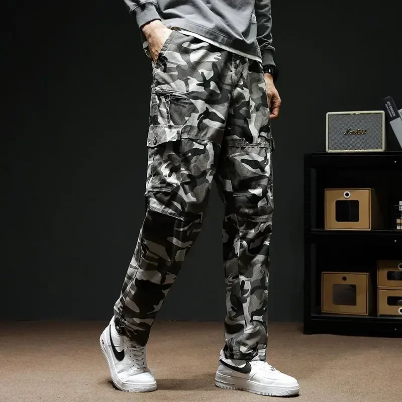 thumbnail image 1 of Pantalones de camuflaje para hombre, estilo coreano, informales, de algodón, de diseñador, holgados, de carga, ropa técnica barata, moda urbana, emo, 1 of 5
