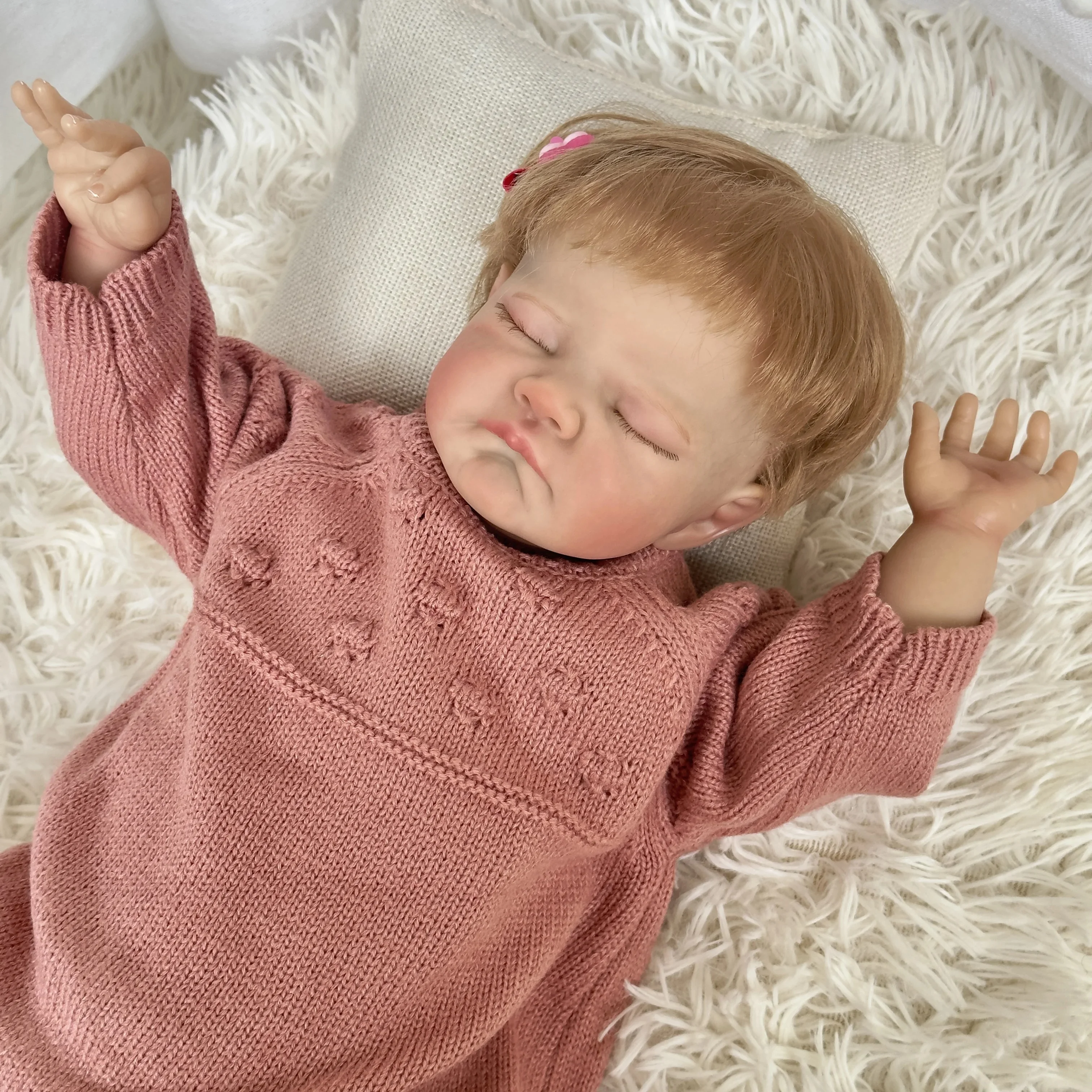 

19inch August Reborn Baby Doll Already Painted Finished Sleeping Newborn Baby Size 3D Skin Visible Veins Collectible Art Doll