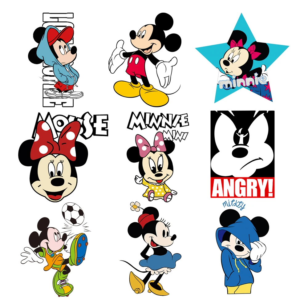 

Free Shipping Mickey Minnie Disney Thermal Stickers Iron On Transfers Patches For Clothing Kids Thermoadhesive Adhesive DIY