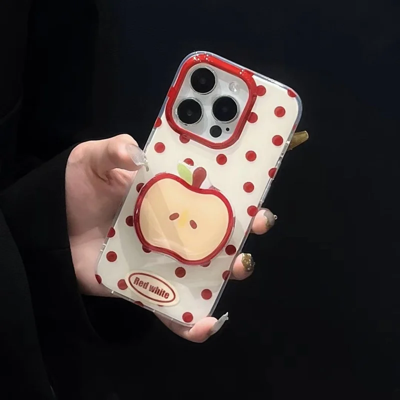 Retro Red Polka Dot Phone Case with Matching Phone Holder
