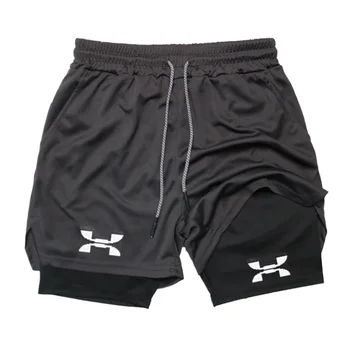 New Running Shorts Men Gym Sports Shorts 2 In 1 Quick Drying Workout Training Gym Fitness Jogging Short Pants Summer FD22273300 2