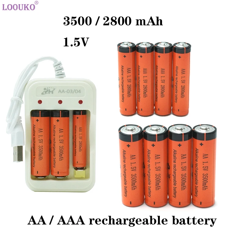 

AAA AA battery 1.5V 3500mAh Ni-MH alkalinity AA Rechargeable Battery USB AA charger for GamePad Xbox TV remote control 1.2V