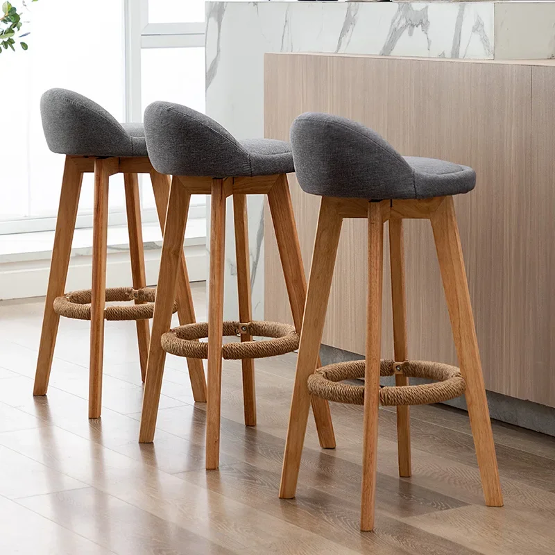 Wooden Luxury Bar Chairs Nordic Swivel Adjustable High Stool Bar Chairs Reception Minimalist Design Furniture Cadeira LLBC