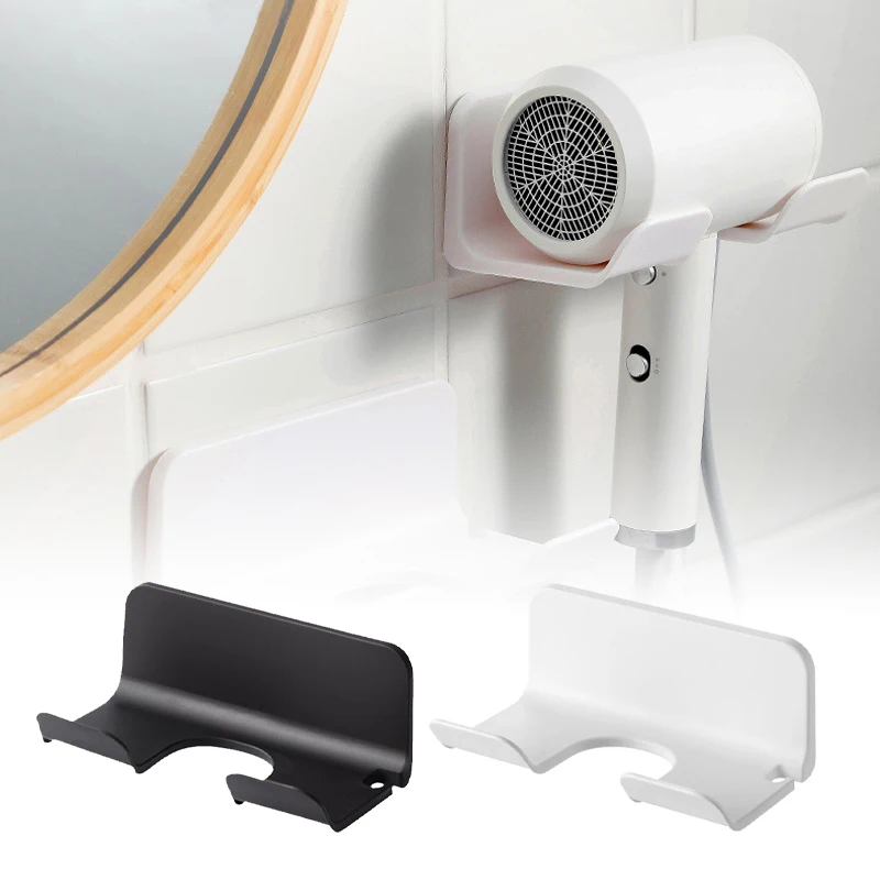 Hair Dryer Holder Hair Tool Holder Hair Dryer Holder Wall Bathroom Shelf Without Drilling Plastic Hair Dryer Stand with Storage Box Toilet Blower Holder Shelf