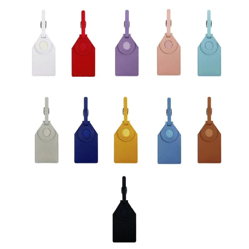 

E74B Suitcase Tags Luggage PU Tags with Strap Name Address Card Baggage Identifier