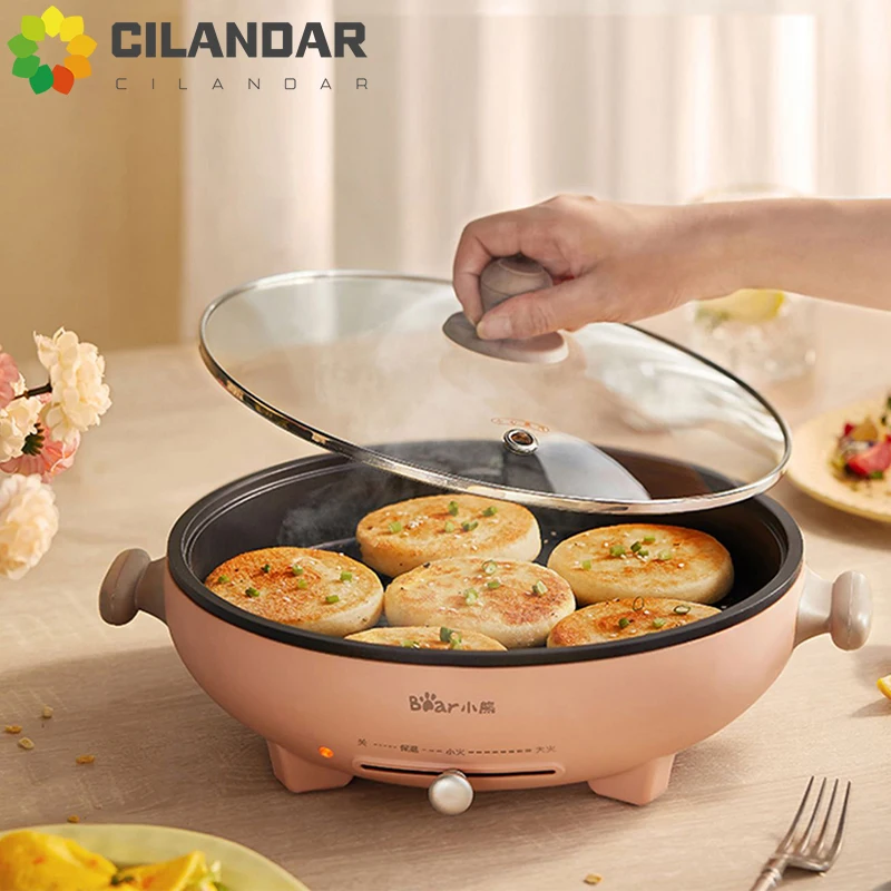 Bear Electric Cake Pan Household Heating Pancake Pan electric frying pan deepened non-stick small electric cake file called panc commercial electric 110v usplug non stick pan egg bubble waffle maker eggettes puff cake iron maker machine bubble egg cake oven