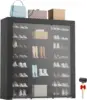 9-Tier Large Tall Shoe Rack With Covers 40-46 Pairs, Sneaker Rack Organizer Shoes Cabinet Closed Shelves Shoe Stand Holder For 1