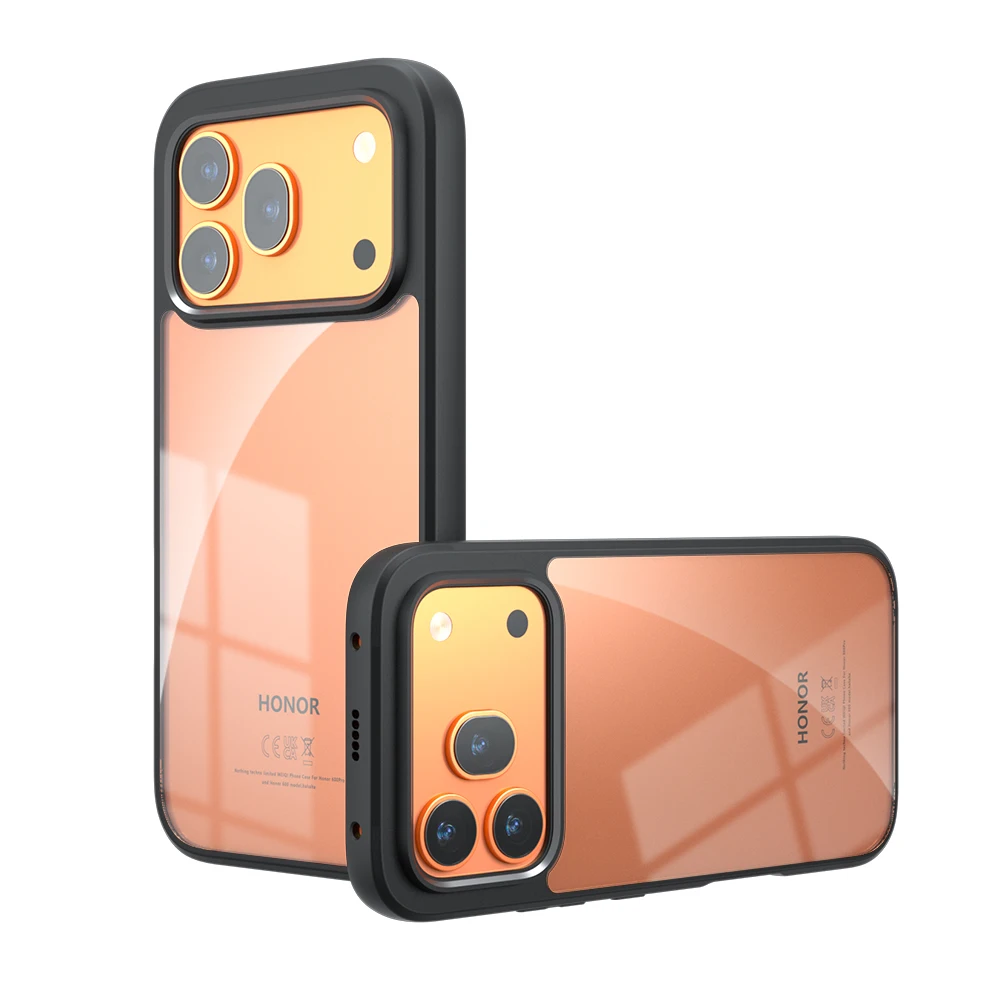 Shockproof Hard PC+Silicone Phone Case with Clear & Matte Back Cover