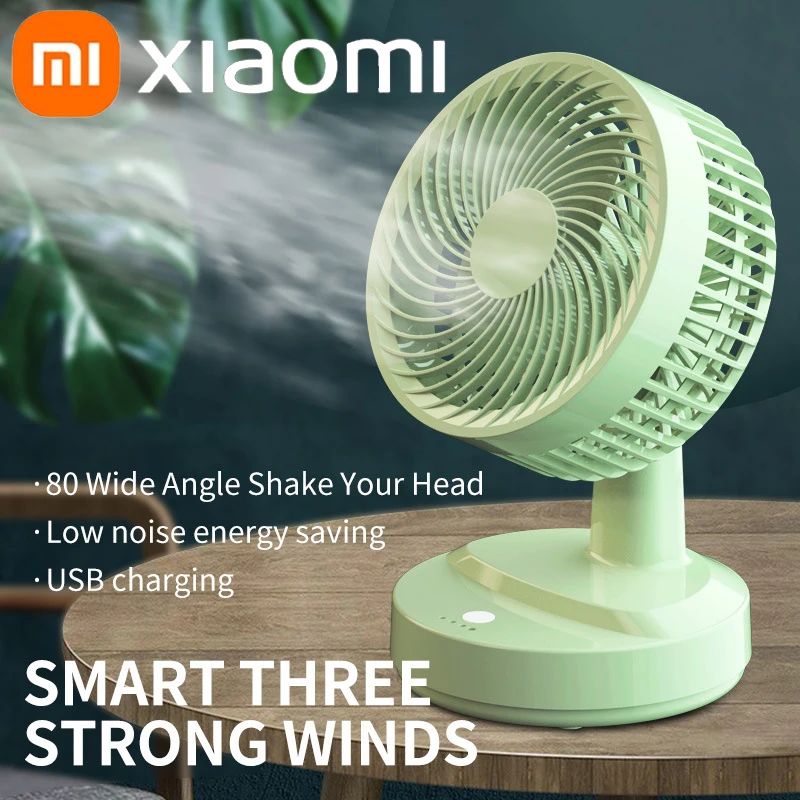 

Xiaomi Home Desk Rechargeable Quiet Small Mini Fan USB Desktop Dormitory Office Portable Electric Shaking Head Fan