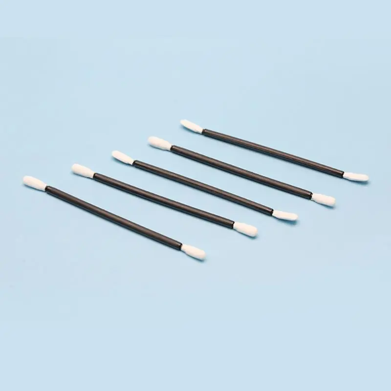 100Pcs Double-Headed Polyester Cloth Tips Cleaning Swabs Black Plastic Handle Dust-Free Sticks for Printhead Camera Optical Lens 5