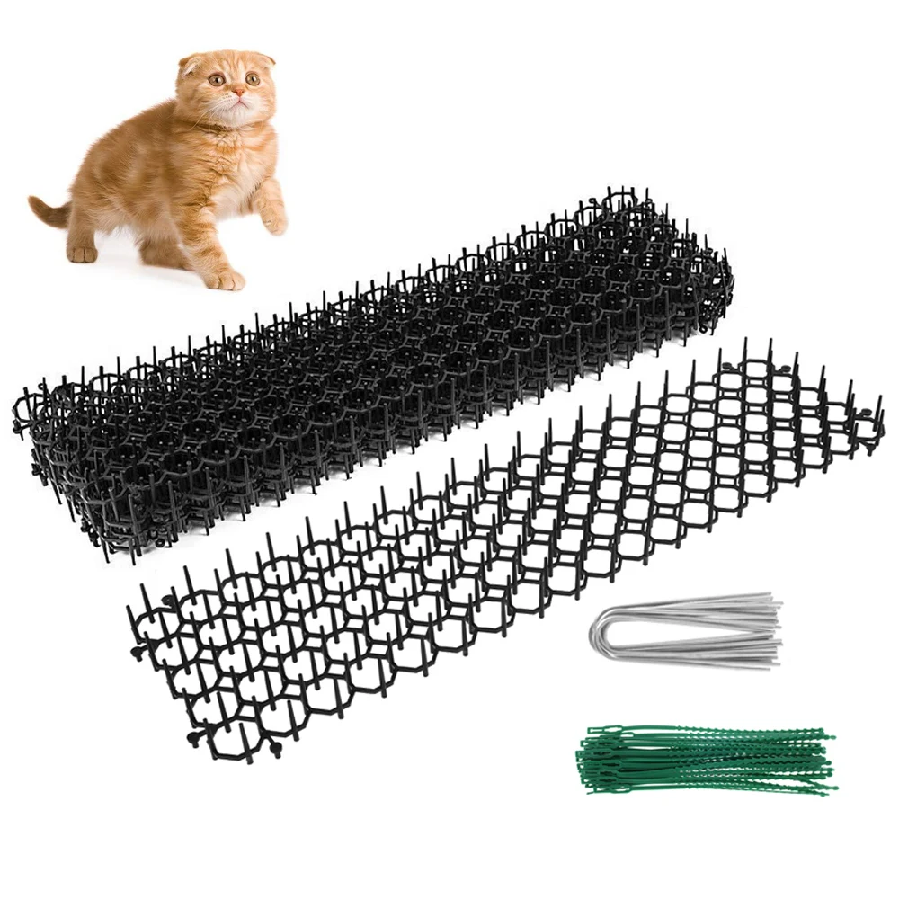 6/10 Pcs Garden Prickle Strip Dig Stop Cat Repellent Deterrent Mat Anti-cat Prickle Strips Keep Cat Away Digging Climbing Spike animal repellent