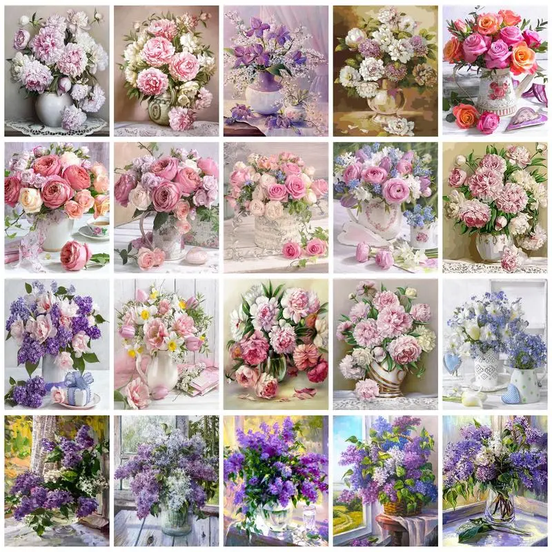 RUOPOTY Flowers Interior Lavender Paint by Numbers Rose Kill Time Acrylic  Paint Peony Paintings on Number Wall Decor Gift - AliExpress