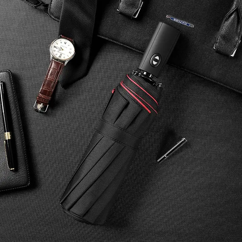 Wind Resistant Folding Automatic Umbrella Rain Women Auto Luxury Big Windproof Umbrellas Rain For Men Black Coating 10K Parasol