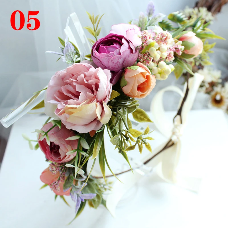 Super Beautiful Flower Crown Women Grils Prom Wedding Festival Party Photo Shoot Headband Decor Princess Hair Ornaments Headwear flower prom jewelry handmade crystal pearl hair ornaments hair comb headband bridal headpiece