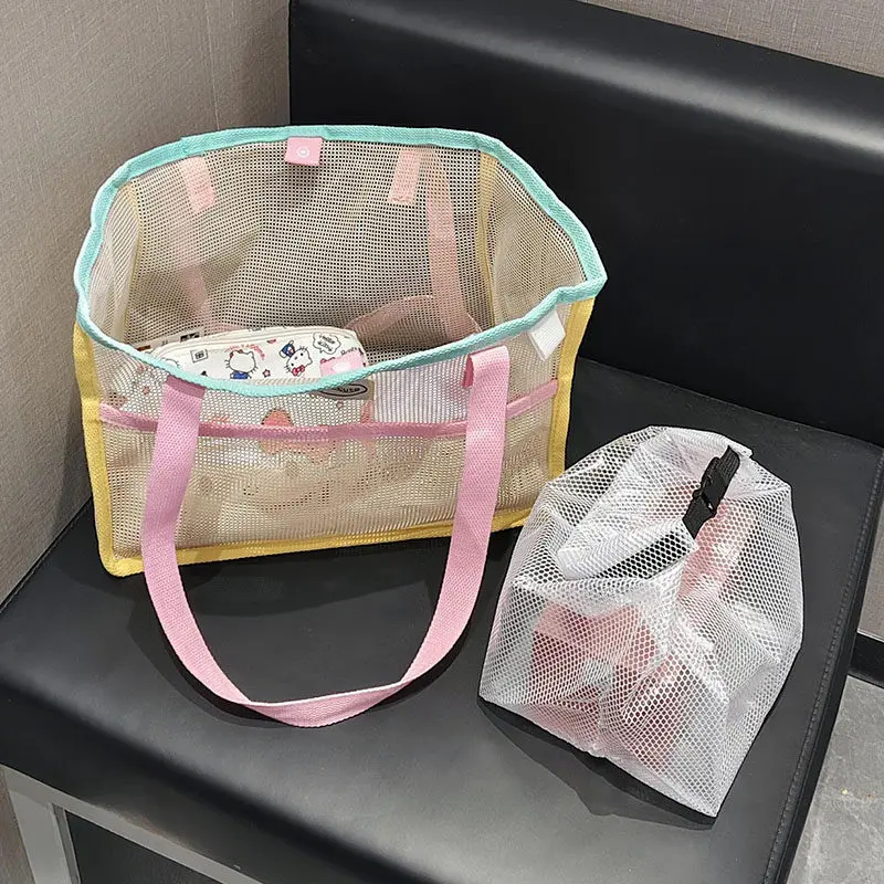 대용량 여성 수영복 가방 휴대용 스포츠 핸드백 피트니스 비치 모래 보관 그리드 가방 캐주얼 여행용 세면도구 가방