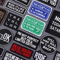 Buy Black Patch With Slogon Iron On Patches For Clothes Embroidery Applique Fusible Patch Ironing Stickers Badge Online