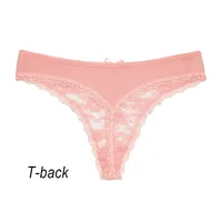 String sexy en coton et dentelle pour femme, sous-vêtement confortable, lingerie sans couture, dos en T, transparent, 3 pièces, taille S M L XL média 4