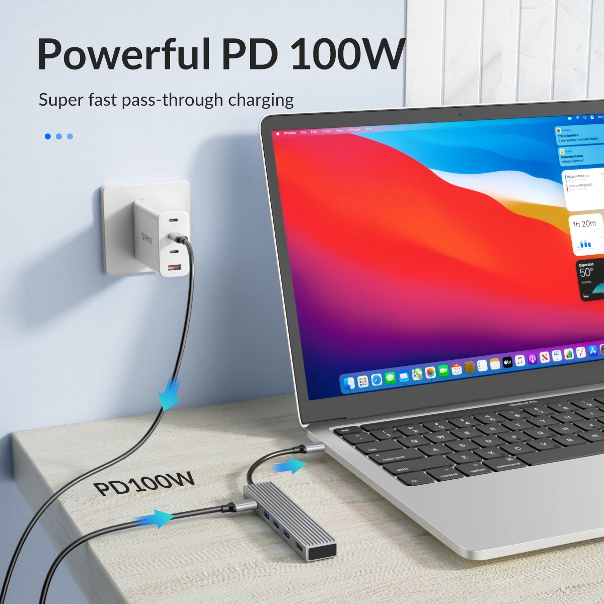 Orico 10gbps 4k60hz Usb Hub tipo c Docking Station Hdmi-divisor Compatível pd 100w Adaptador para Macbook Pro Acessórios para Portáteis - Imagem 2