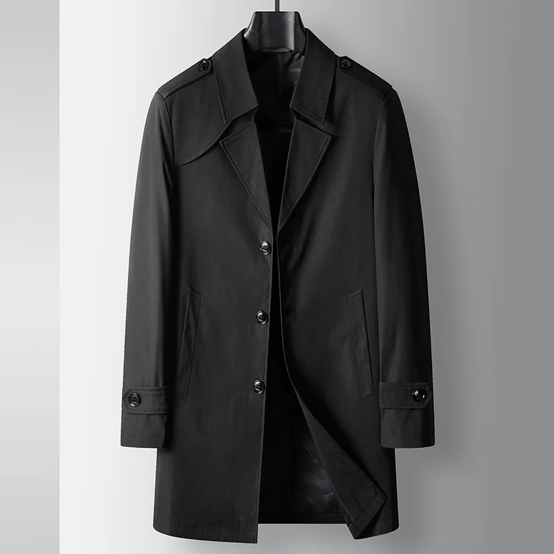 Spring and Autumn New Men's Hooded Business Casual Windbreaker Coat Anti Wrinkle Luxury Business Casual Trench Coat Trend