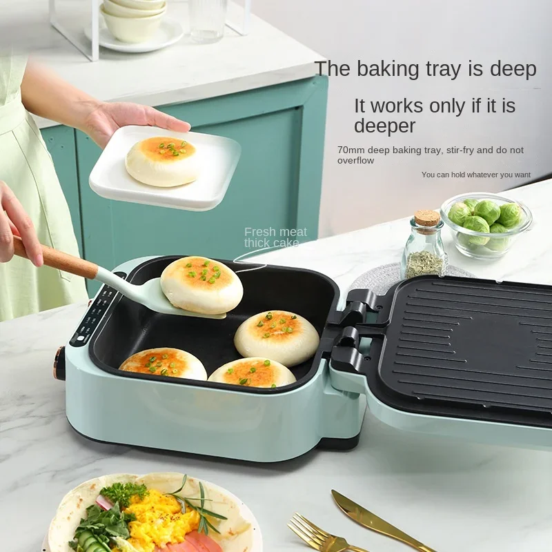 Home Steak Pancake Pizza Oven Deepen Crepe Maker Electric Baking Pan Double-sided Heating BBQ Grill  Pancake Maker Multi Cooker 3