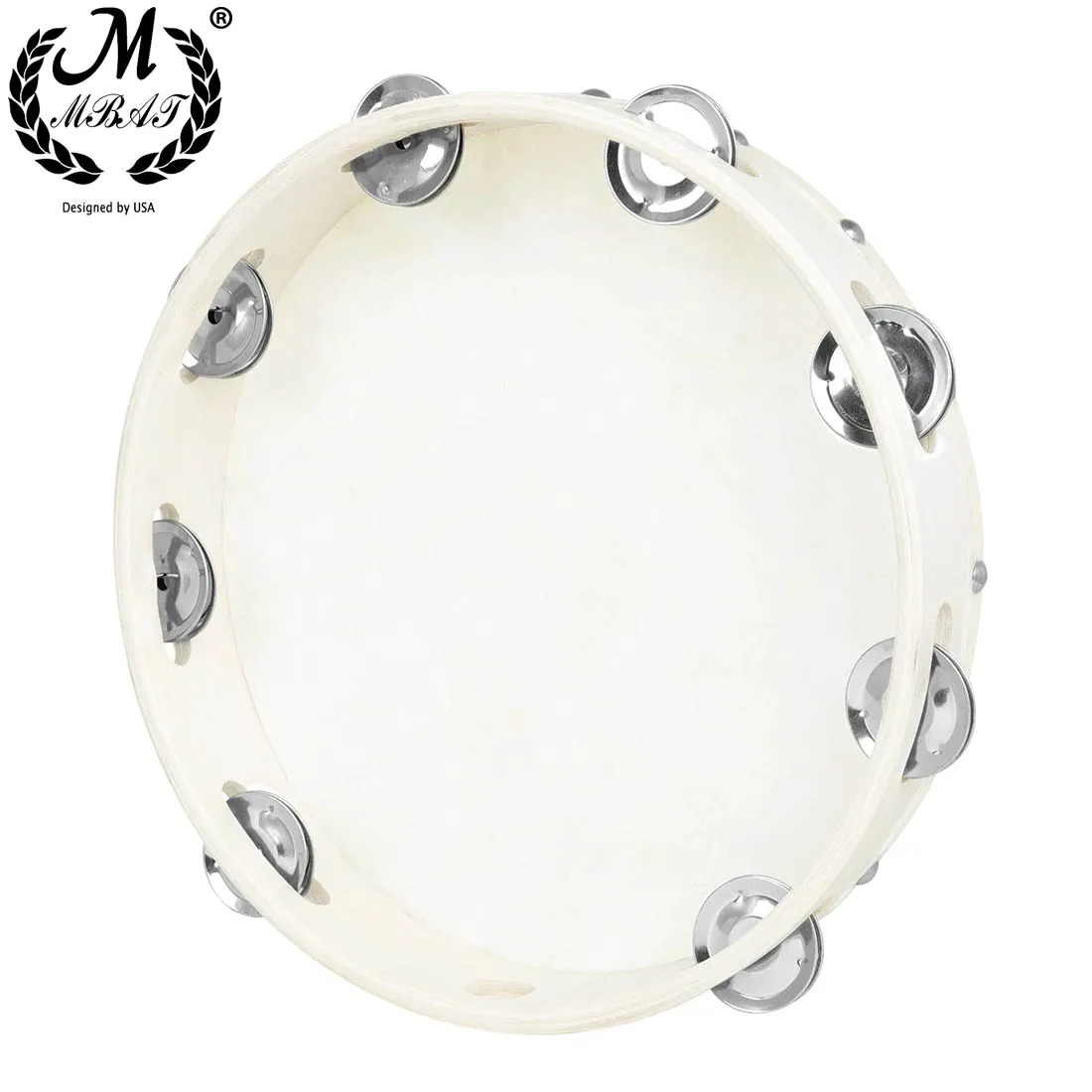 10 Inch Hand Shaking Tambourine Percussion Children's Enlightenment Instrument Sheepskin Tambourine with Metal Bell