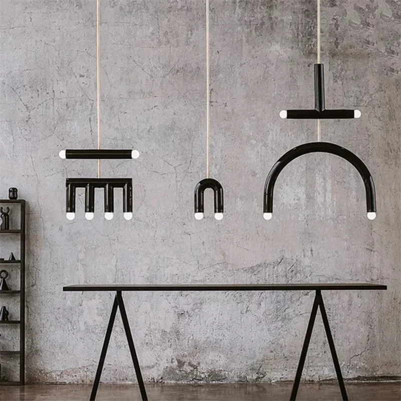 DIY Bauhaus color chandelier color blocking minimalist geometric chandelier hotel restaurant children's room lighting fixtures led chandelier ceiling chandelier led pendant light