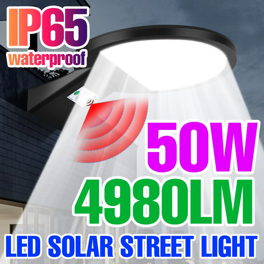 LED Solar Street Lights Outdoor Waterproof Motion Sensor Wall Lamp Warm White LED Light For Home Courtyard Balcony Patio Garden