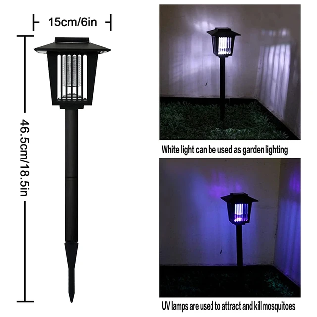 Napelemmel Működő Szúnyoggyilkos Lámpa Kültéri Halászati ​​Kempinghez Automatikus Be-/Kikapcsolás Zapper Led 2-In-1 Uv/Led-Es Fény