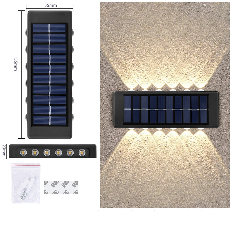 solar powered led wall light 12LED Solar Outdoor Garden Light Up and Down Glowing Atmosphere Wall Lamp Courtyard Street Landscape Garden Decorative Light solar led lights outdoor