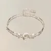 Bracelet en alliage de zinc, bracelet fleur en zircon étincelant, bracelet fait main en alliage pour usage quotidien, accessoire de mode pour soirée