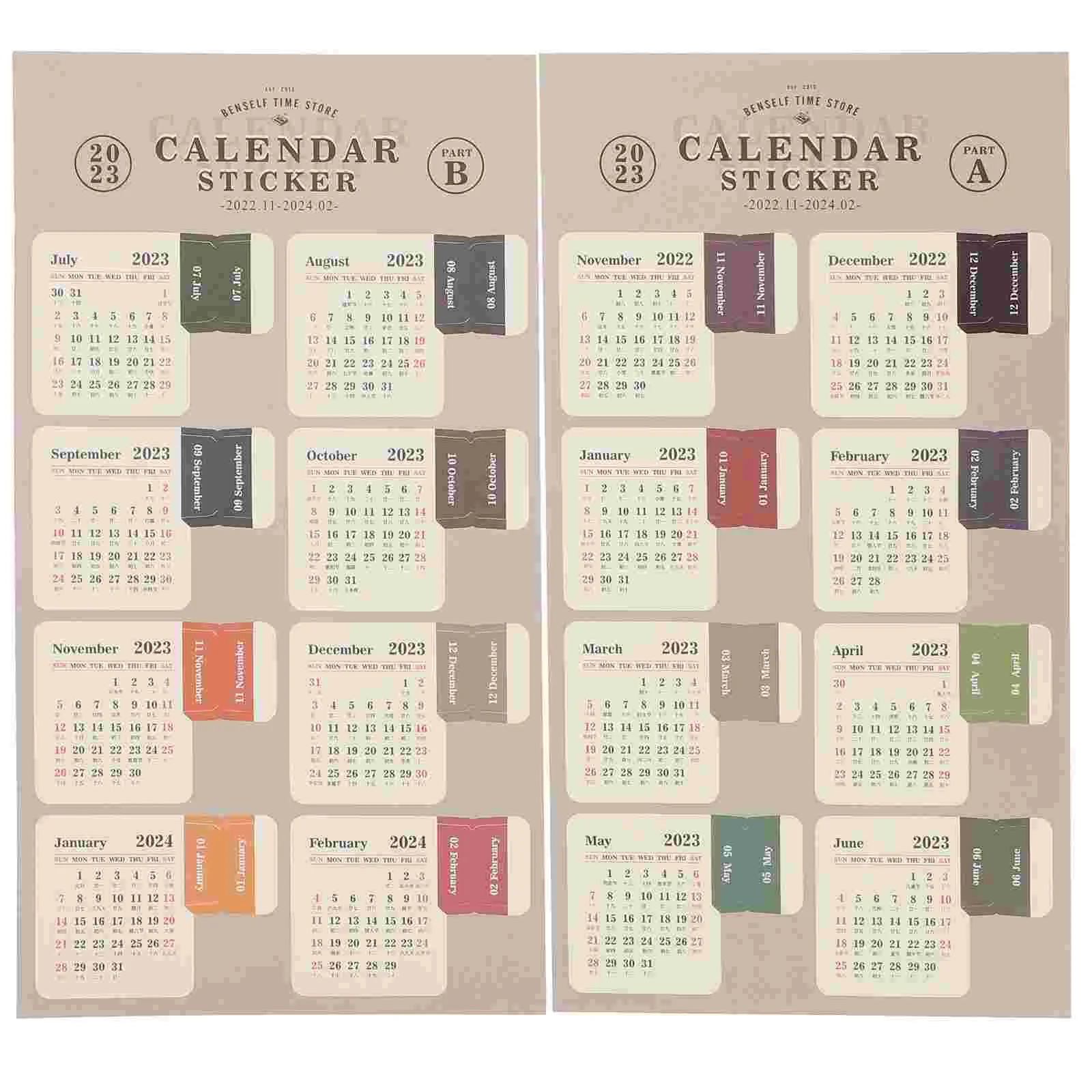 

5 Sets Calendar Index Sticker Planner Accessories 2023 Monthly Tabs Stickers for Adults Paper Date Planners