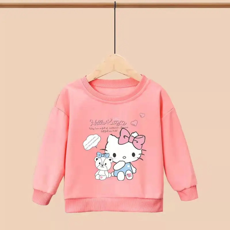 thumbnail image 1 of Hello Kitty-suéter de tendencia de otoño para niños y niñas, camisetas de manga larga con estampado informal coreano, camisetas, ropa para niños, 1 of 5