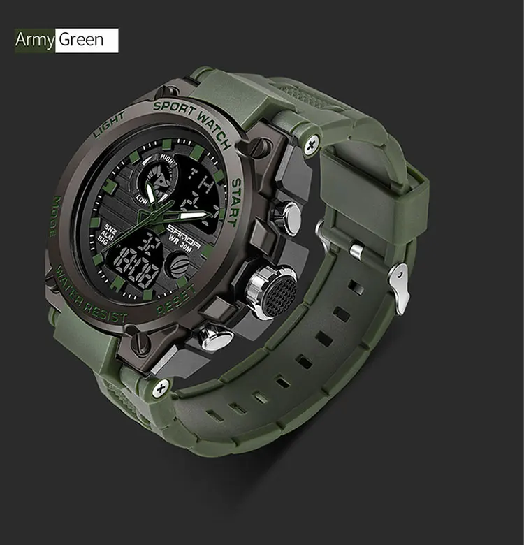 Sanda top luxus uhren männer militär armee herren uhr wasserdichte sport armbanduhr dual display uhr männlich relogio mascumino – Detail 21